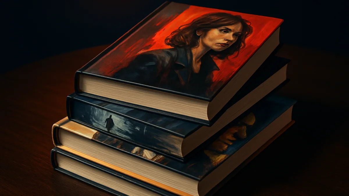 A stack of literary graphic novels with original painterly covers